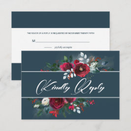 Dusty Blue | Burgundy Bloom Bröllop OSA Card Inbjudningar
