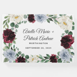 Dusty Blue Burgundy Cranberry Ivory Fall Wedding Gästböcker