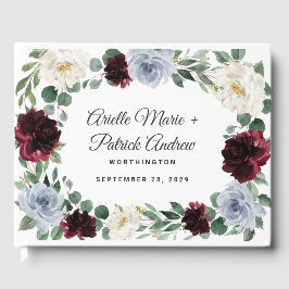 Dusty Blue Burgundy Cranberry Ivory Fall Wedding Gästböcker