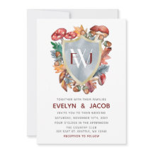 Dusty Blue Burgundy Fall Mushroom Bröllop