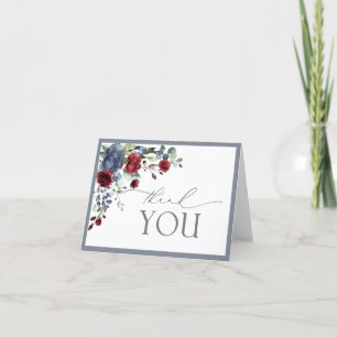 Dusty Blue Burgundy Red Watercolor - tackkort
