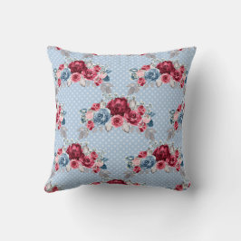 Dusty Blue, Burgundy & Rosa ros Bröllop Kudde