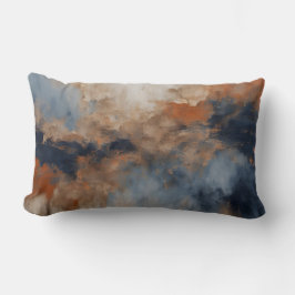 Dusty Blue Burnt Orange Navy Abstrakt Lumbarkudde