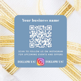Dusty Blue business namn qr code instagram Fyrkantigt Klistermärke