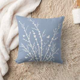 Dusty Blue Butterflies Botanical Grenar Modern Kudde