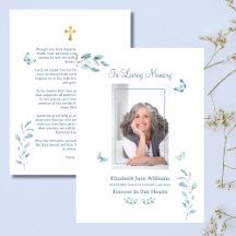 Dusty Blue Butterfly Funeral Memorial Prayer