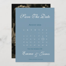 Dusty Blue Calendar Spara datumet med foto