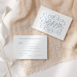 Dusty Blue Calligraphy Bröllop Måltider OSA kort