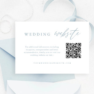 Dusty Blue Calligraphy Bröllop webbplats QR-kod Tilläggskort