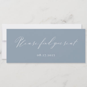 Dusty Blue Calligraphy Find Your Seet Card Inbjudningar
