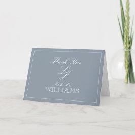 Dusty Blue Calligraphy Monogram Photo Tack Kort