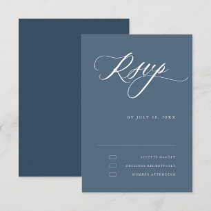 Dusty Blue Calligraphy Simple Minimalist Bröllop OSA Kort