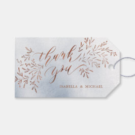 Dusty blue calligraphy-tack för den rustiska blomm presentetikett