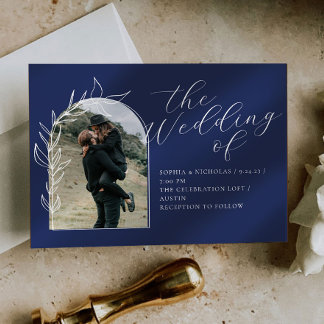 Dusty Blue Calligraphy Wedding bjudande Inbjudningar