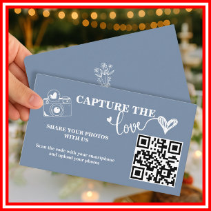 Dusty Blue Capture The Love QR-kod Bröllop Tilläggskort