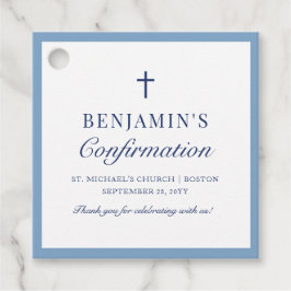 Dusty Blue Catholique Confirmation Tack Gåvor Etiketter
