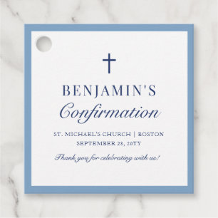 Dusty Blue Catholique Confirmation Tack Gåvor Etiketter