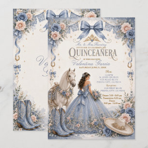 Dusty Blue Charra Quinceañera Inbjudan