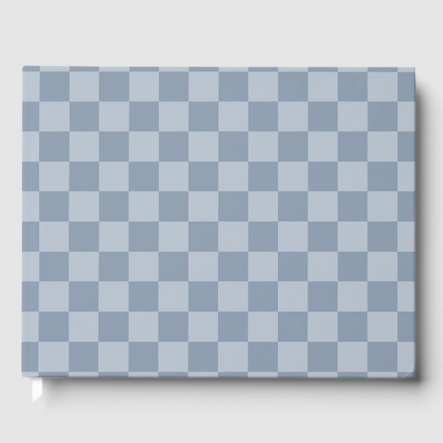 Dusty Blue Checkerboard Gästböcker (Framsida)