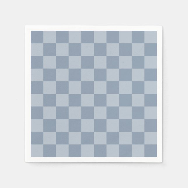 Dusty Blue Checkerboard Pappersservett (Framsidan)