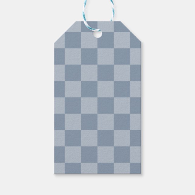 Dusty Blue Checkerboard Presentetikett (Framsidan)