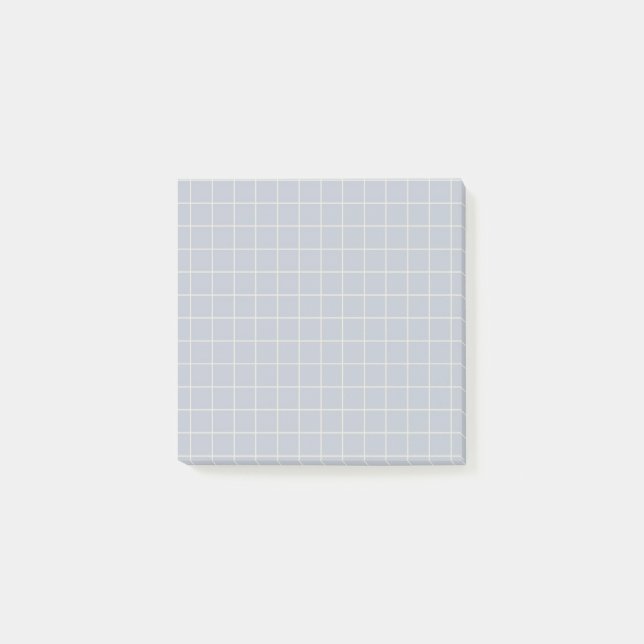 Dusty Blue Checkered Mönster Soft Grid Design Post-it Block (Framsida)
