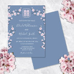 Dusty Blue Cherry Blommar | Kinesiska Bröllop Inbjudningar<br><div class="desc">Den här contemporaryn kinesiska bröllopsinbjudan innehåller dammig rosa cherry blommar grenar och en dammig lyckosymbol för rosa dubbla på en dammig blå bakgrund, med brud och groom namn i ett handskrivet elegant-skript. Utformningen av ge är det traditionella kinesiska bröllop färger i ett nytt spin, när rosa blir ett populärt färg...</div>