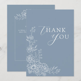 Dusty Blue Chic Botanical Daisy Garden Wedding Tack Kort