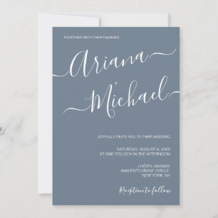 Dusty Blue Chic Minimalist Typography Bröllop Inbjudningar