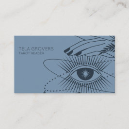 Dusty Blue Chic Modern Mystic Öga Tarot Reader Visitkort