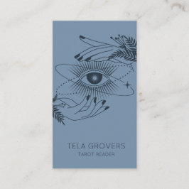Dusty Blue Chic Modern Mystic Tarot Reader Visitkort