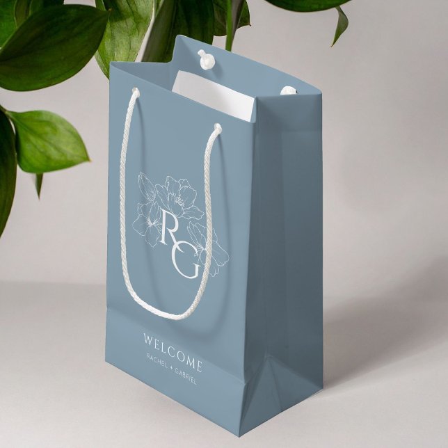 Dusty Blue | Chic Monogram Välkommen Bröllop (Skapare uppladdad)