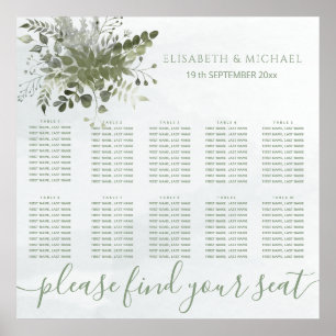 Dusty blue chic vattencolor greenery eucalyptus poster