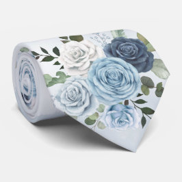 Dusty Blue Chic Watercolor Rustic Blommigt Bröllop Slips