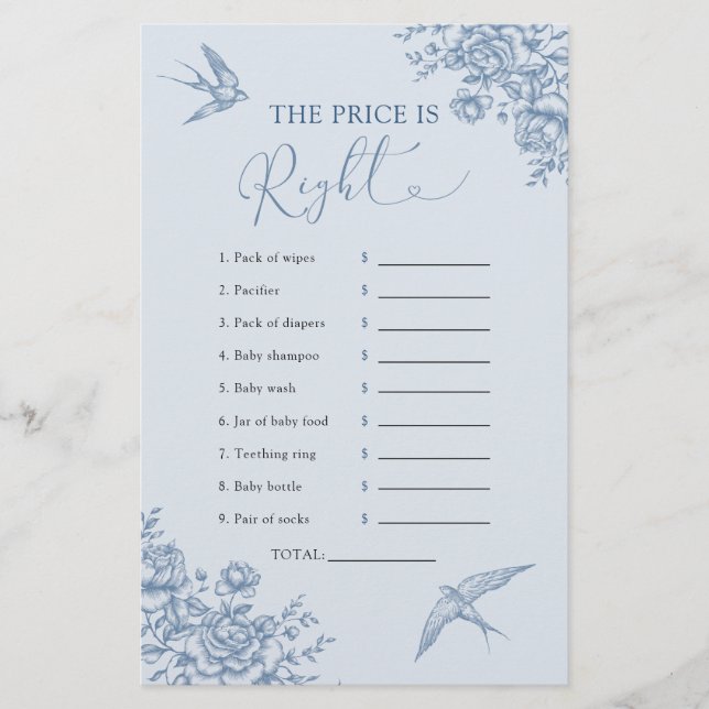 Dusty Blue Chinoiserie antar att Pris är Höger (Framsida)