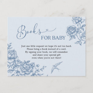 Dusty Blue Chinoiserie Baby Shower Bokar för Baby Inbjudan Vykort