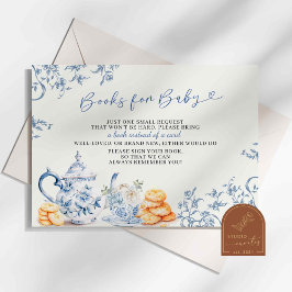 Dusty Blue Chinoiserie Baby Shower Bokar för Baby Tilläggskort