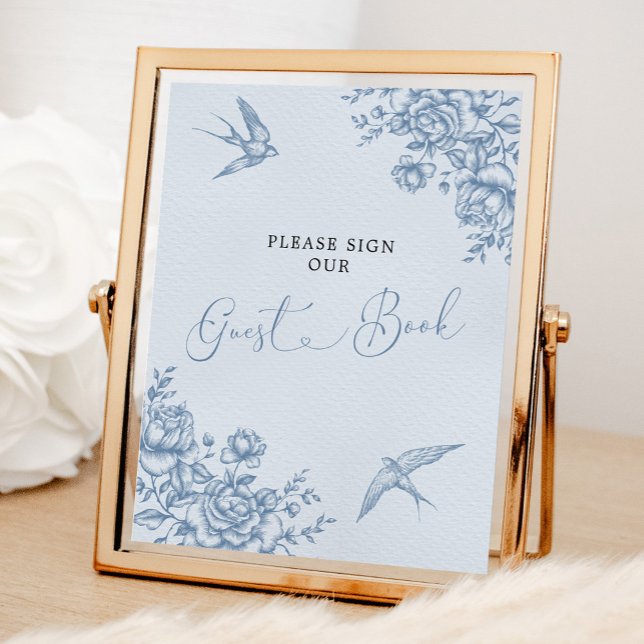 Dusty Blue Chinoiserie Baby Shower Guest Bok Poster (Skapare uppladdad)