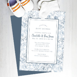 Dusty Blue Chinoiserie Baby Shower-inbjudan Inbjudningar