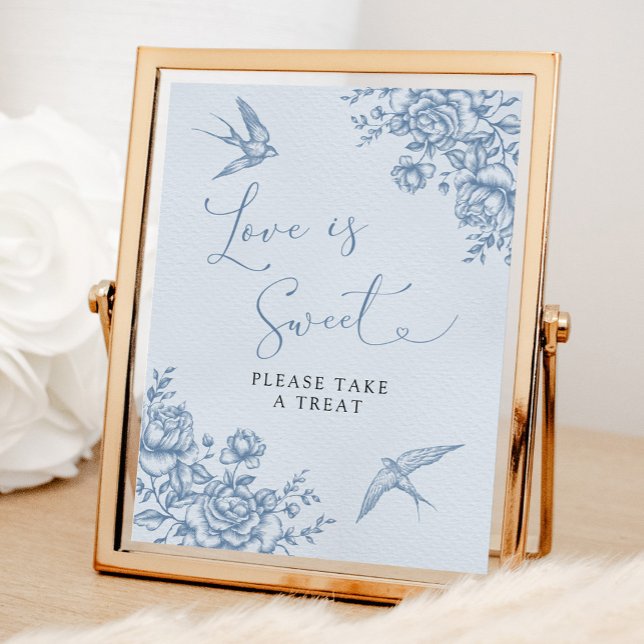 Dusty Blue Chinoiserie Baby Shower Kärlek är Sweet Poster (Skapare uppladdad)