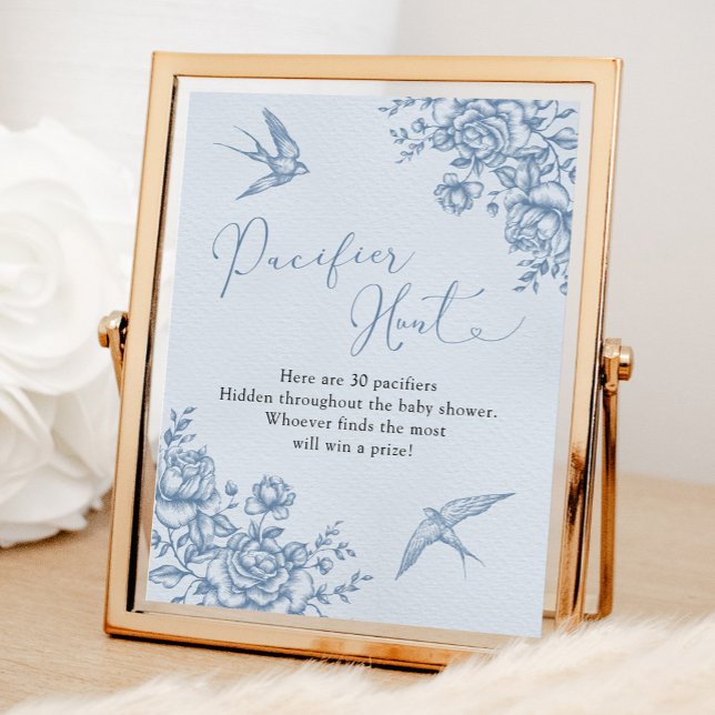 Dusty Blue Chinoiserie Baby Shower Nappar Hunt Poster (Skapare uppladdad)