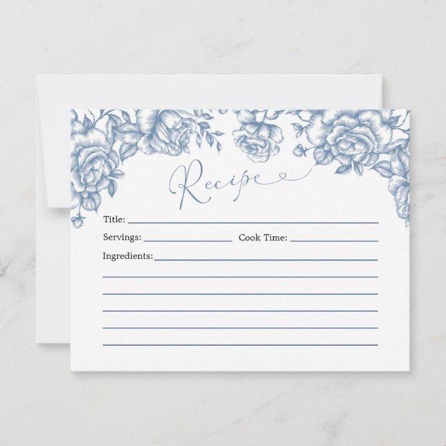 Dusty Blue Chinoiserie Baby Shower-receptkort Inbjudningar (Framsida)