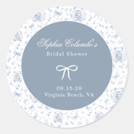 Dusty Blue Chinoiserie Baby Shower Runt Klistermärke