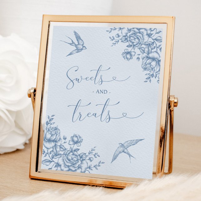 Dusty Blue Chinoiserie Baby Shower Sweets & Trets Poster (Skapare uppladdad)