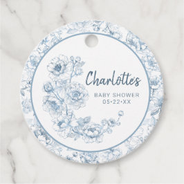 Dusty Blue Chinoiserie Blommigt Baby Shower Gåvor Etiketter
