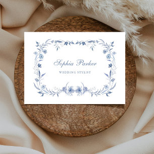 Dusty Blue Chinoiserie Blommigt Visitkort