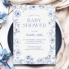 Dusty Blue Chinoiserie Boy Shower Inbjudningar