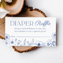 Dusty Blue Chinoiserie Diaper Raffle Biljett