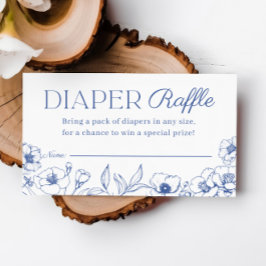 Dusty Blue Chinoiserie Diaper Raffle Biljett Tilläggskort