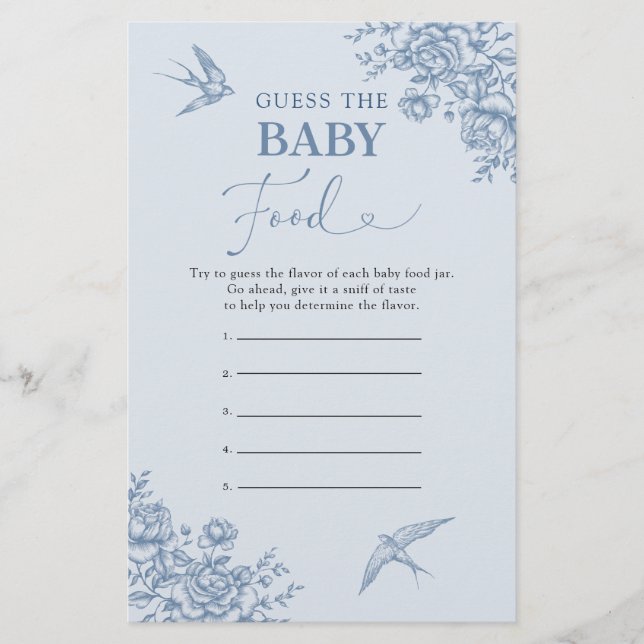 Dusty Blue Chinoiserie gissar Baby Matspel (Framsida)